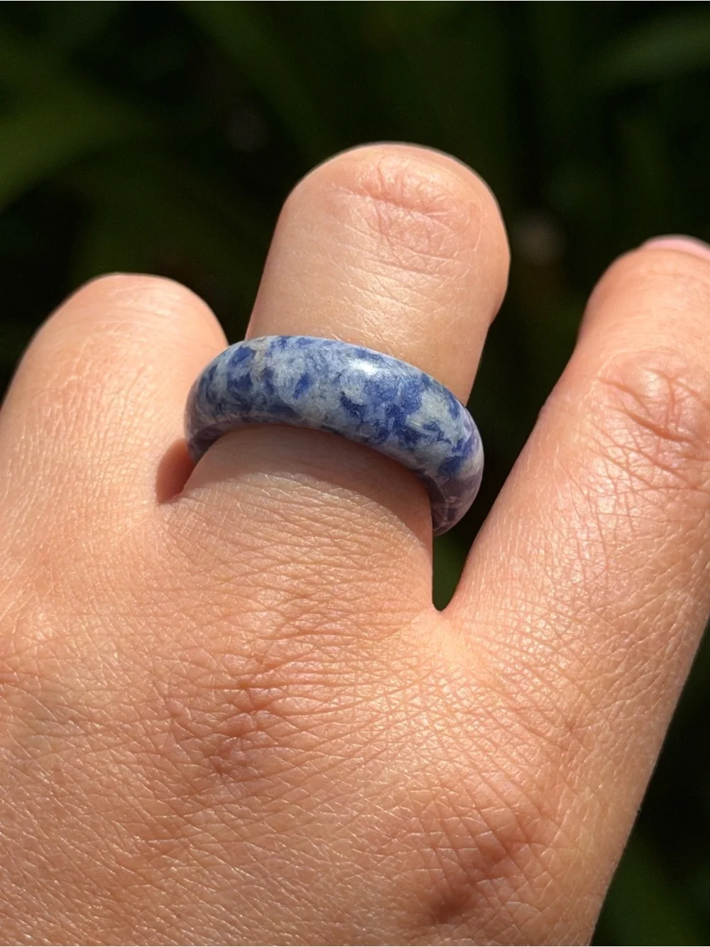 Size 7.5 Blue Marbled Sodalite Band Ring 2327